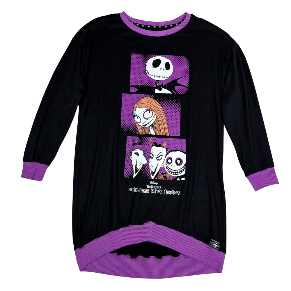 Disney Nightmare Before Christmas Jack Skellington Women Sleep Shirt L Black